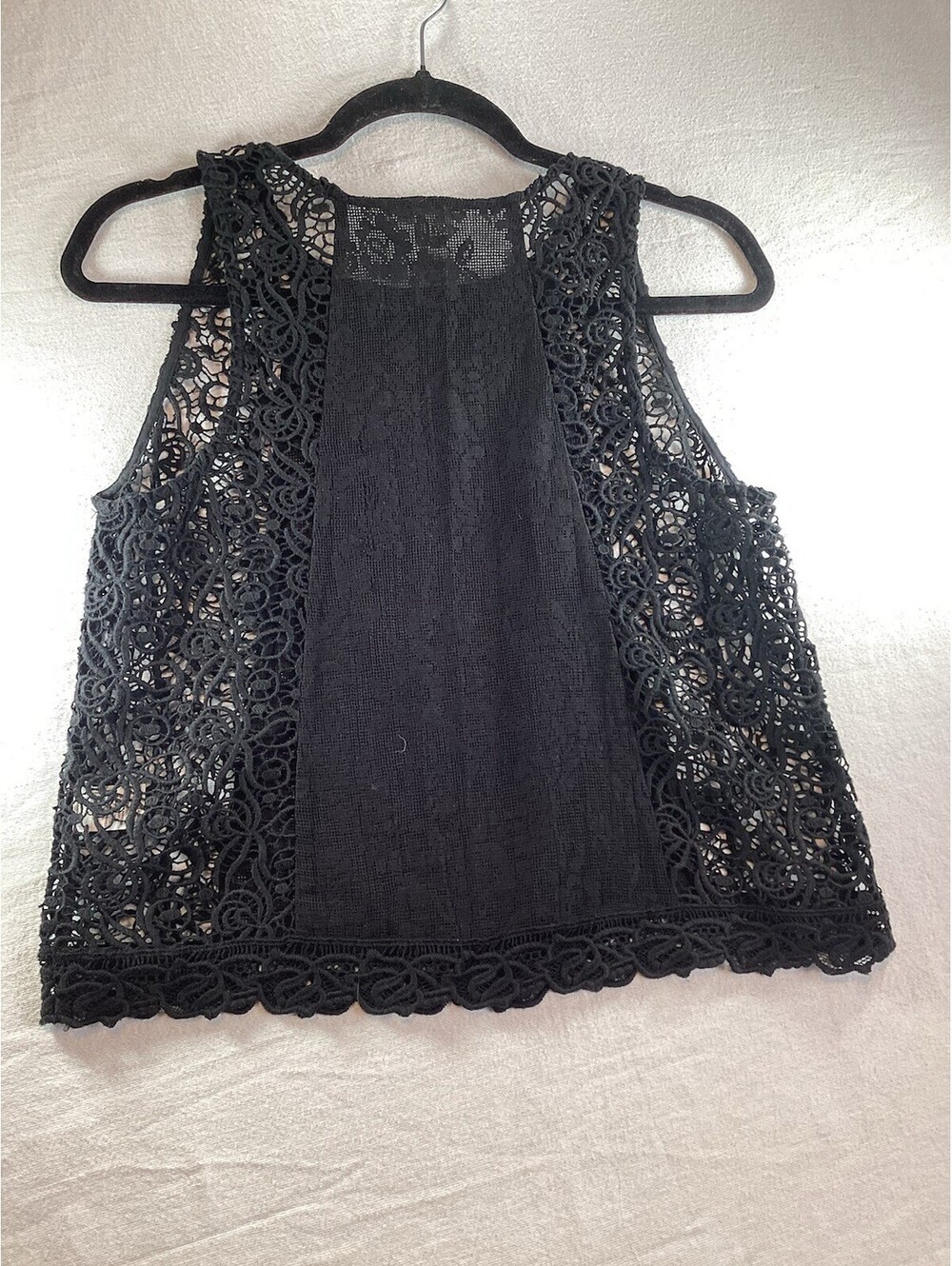 Hinge Black Lace Sleeveless Tank Top Size S